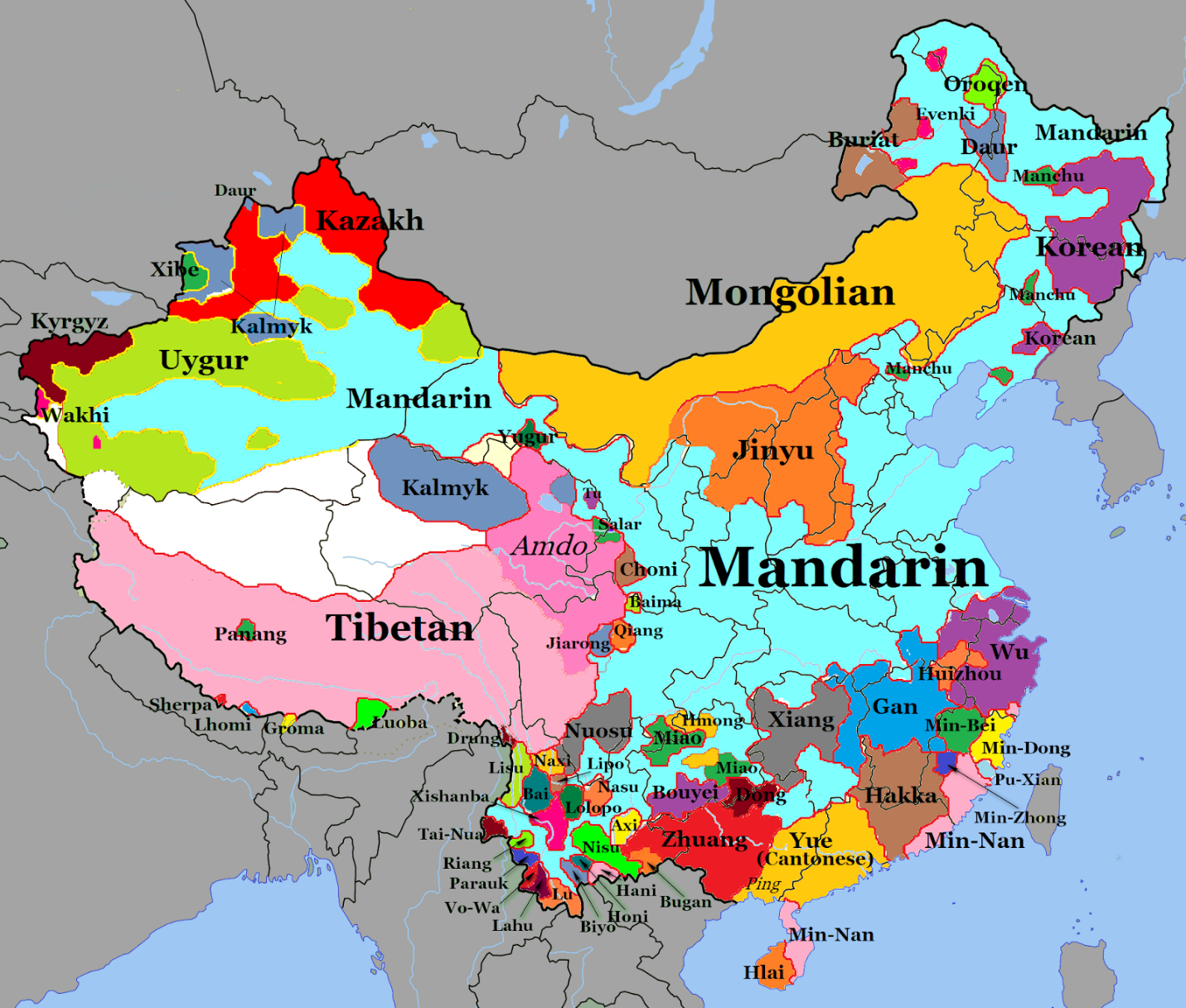 زبان‌های مختلف چین