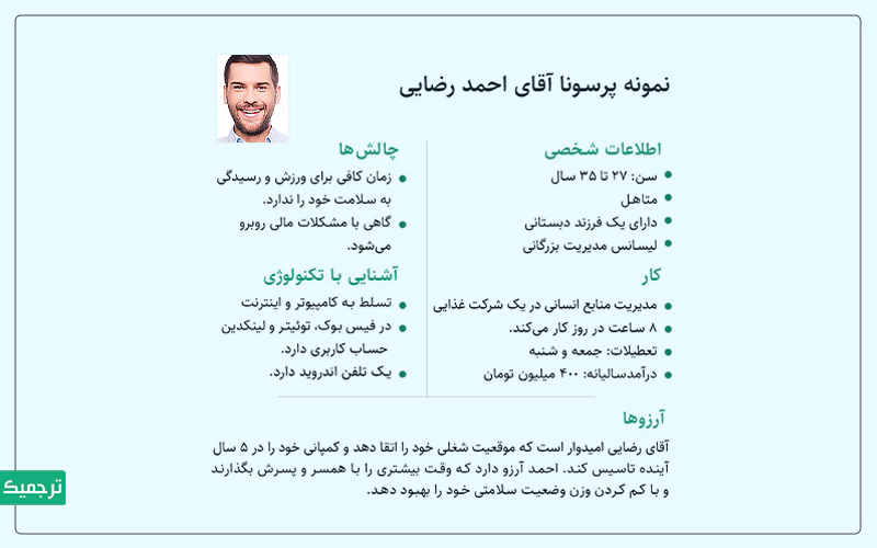 نمونه پرسونای مخاطب مشتری