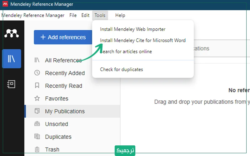 بر گزینه «Install Mendeley Cite for Microsoft Word» کلیک کنید.